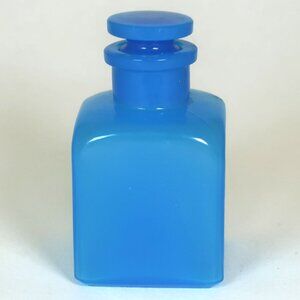 LIMITED TIME SALE Unusual 1800s Square Blue Opaline Perfume Dresser Bottle